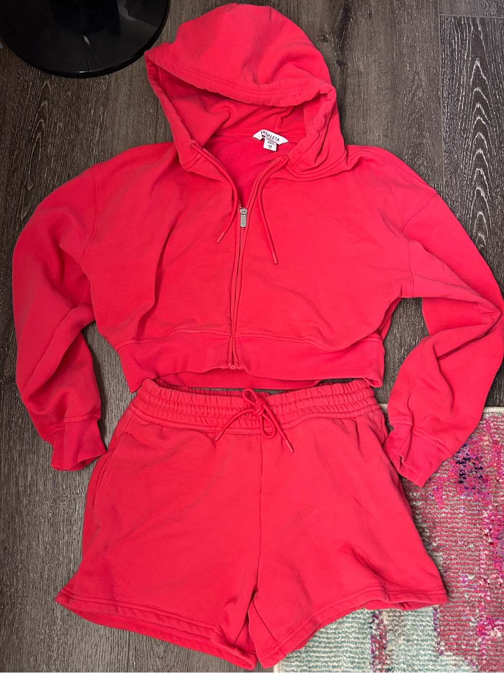 Athleta Forever Fleece Crop Zip Up Jacket & Shorts Set